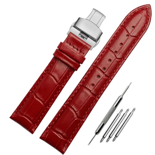 FOUUA Uhrenarmbänder Echtes Leder Uhrenarmbänder Alligator Geprägte Ersatz Faltschließe Armbänder 12 13 14 15 16 17 18 19 20 21 22 24mm von FOUUA