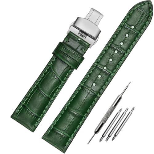 FOUUA Uhrenarmbänder Echtes Leder Uhrenarmbänder Alligator Geprägte Ersatz Faltschließe Armbänder 12 13 14 15 16 17 18 19 20 21 22 24mm von FOUUA