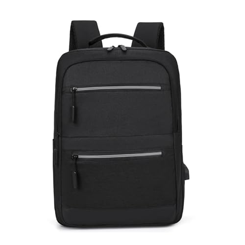 FOVAOK Laptop-Rucksack mit 39,6 cm (15,6 Zoll), mehrere Taschen, wasserabweisendes Oxford-Gewebe, reflektierende Streifen, USB-Schnittstellentasche (schwarz) von FOVAOK