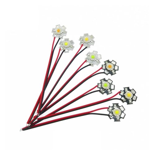 5pcs 1W 3W High Power LED Diodes Pre-soldering 10cm Wire With 20mm Star PCB White Warm Deep Red Green Royal Blue Yellow UV Color(Nature White 4500K,1W 20mm White PCB) von FQHIDMOMX