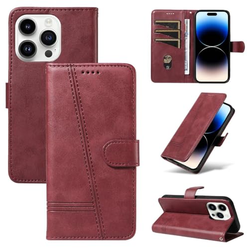 FQYTECLLF Case for Apple iPhone 14 Pro Max,T-förmige Druckleitung Design PU Leder Flip Geldbörse Stand Card Slots Fall für Apple iPhone 14 Pro Max (6.7")(2022) von FQYTECLLF