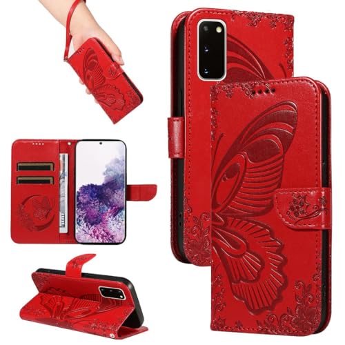 FQYTECLLF Case for Galaxy S20,Geprägte Schwalbenschwanz Schmetterling Design PU Leder Flip Geldbörse Stand Card Slots Fall für Samsung Galaxy S20 4G (6.2")(2020) / Galaxy S20 5G (6.2")(2020) von FQYTECLLF