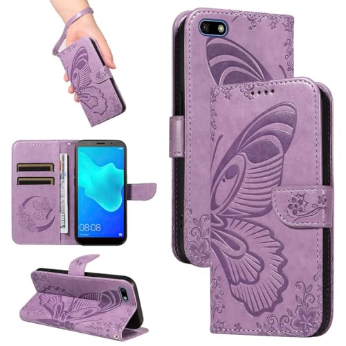 FQYTECLLF Case for Honor 7S,Geprägte Schwalbenschwanz Schmetterling Design PU Leder Flip Geldbörse Stand Card Slots Fall für Honor 7S (5.45")(2018) von FQYTECLLF