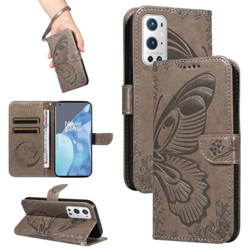 FQYTECLLF Case for OnePlus 9 Pro,Geprägte Schwalbenschwanz Schmetterling Design PU Leder Flip Geldbörse Stand Card Slots Fall für OnePlus 9 Pro (6.7")(2021) von FQYTECLLF