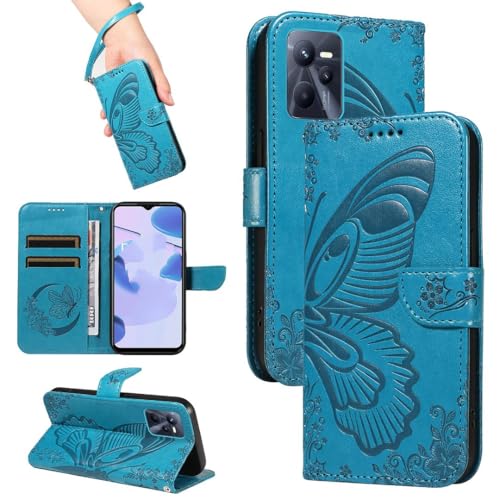 FQYTECLLF Case for Realme C35,Geprägte Schwalbenschwanz Schmetterling Design PU Leder Flip Geldbörse Stand Card Slots Fall für Realme C35 (6.6")(2022) von FQYTECLLF