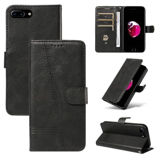 FQYTECLLF Case for iPhone 6 Plus / 6S Plus,T-förmige Druckleitung Design PU Leder Flip Geldbörse Stand Card Slots Fall für Apple iPhone 6 Plus (5.5") / iPhone 6S Plus (2014) von FQYTECLLF