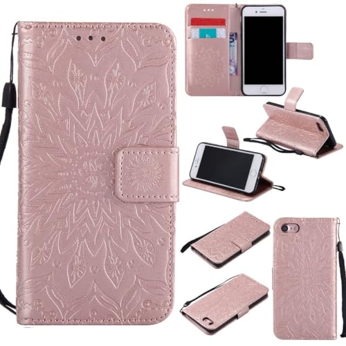 FQYTECLLF Case for iPhone 7 / iPhone 8,Geprägte Sonnenblume Design PU Leder Flip Geldbörse Stand Card Slots Case for Apple iPhone 7 (4.7")(2016) / Apple iPhone 8 (4.7")(2016) von FQYTECLLF