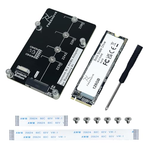 Freenove M.2 NVMe Adapter for Raspberry Pi 5 with 128GB SSD, M.2 HAT Add-on Board, Solid State Drive, PCIe 2.0 3.0, 800MB/s von FREENOVE