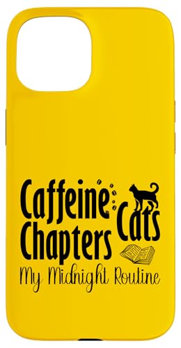 Coffein Cats & Chapters My Midnight Routine Night Cat Owl Hülle für iPhone 15 von FRESAN Cozy Bookworm Cat Owner Coffee Book Lovers