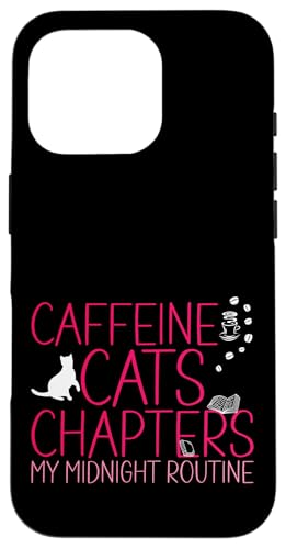 Coffein Cats & Chapters My Midnight Routine Night Cat Owl Hülle für iPhone 16 Pro von FRESAN Cozy Bookworm Cat Owner Coffee Book Lovers