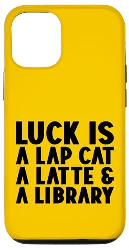 Luck Is A Lap Cat A Latte & A Library Paw Taschenbuch Cafe Hülle für iPhone 12/12 Pro von FRESAN Cozy Bookworm Cat Owner Coffee Book Lovers