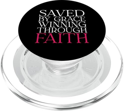 Saved by Grace Winning Through Faith Christian Jesus Christus PopSockets PopGrip für MagSafe von FRESAN God Funny Tennis Player Trainer Sport Game