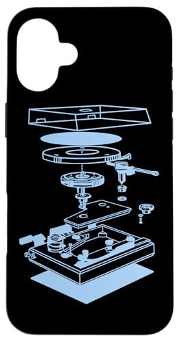 Hülle für iPhone 16 Plus Plattenspieler Musik Drehteller Schematische Diagramm DJ von FRESAN Musician Dj Turntable Schematic Diagram