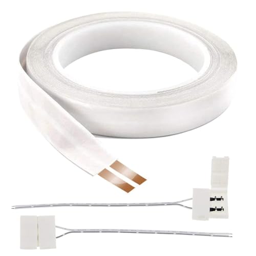 FrogBro 15,2 m Selbstklebende Super Flach Audio Kabel mit 2 Konvertern, Geeignet für Audiokabel, LED Beleuchtung und andere Niederspannungsgeräte, 24 AWG/0,2 mm² Abschnitt Kann 2–3 A Strom durchlassen von FROGBRO