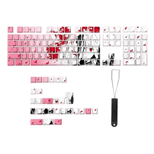 FROMCEO 136 Stück Keycaps Double Shot Side Print Backlit KeycapsAnime Girl Thema für mechanische Tastatur 108 96 87 84 75 68 64 61 von FROMCEO