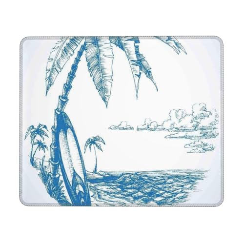 FROON Sketch Hawaii-Mauspad mit genähtem Rand, rutschfeste Gummiunterseite, hochwertig strukturiertes und wasserdichtes Mauspad für Computer, Laptop, Büro und Zuhause, 30 x 25 cm, 3 mm von FROON