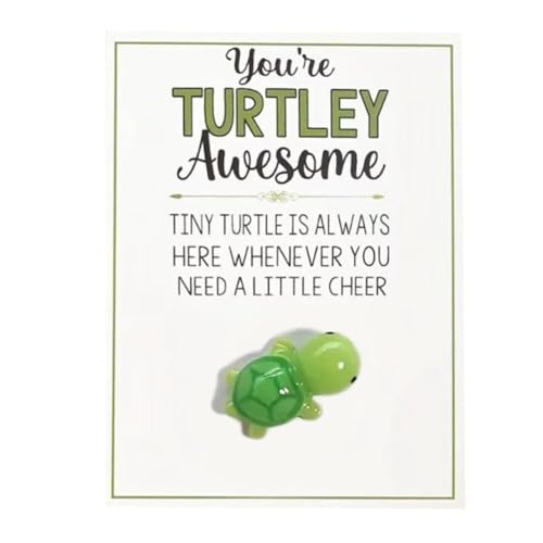 1 x Mini-Taschenumarmung Schildkröte, "You're Turtley", inspirierendes Geschenk mit Notizen, Grußkarten, Mini-Karte, Dankeskarte von FROVOL