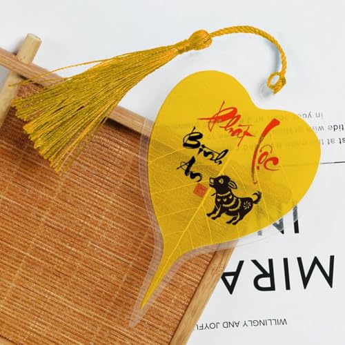 Blatt Ader Lesezeichen, chinesischer Stil Lesezeichen mit Quaste Anhänger, handgemachte Blatt Geschenk Lesezeichen Dekor für Freunde Scho Kinder von FROVOL