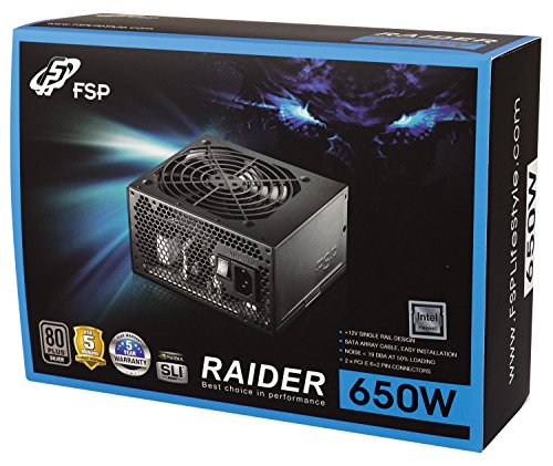 FSP Fortron Raider S 650W 80 Plus Silver A-PFC ATX/EPS PSU Netzteil (5 Jahre Hersteller Garantie) von FSP