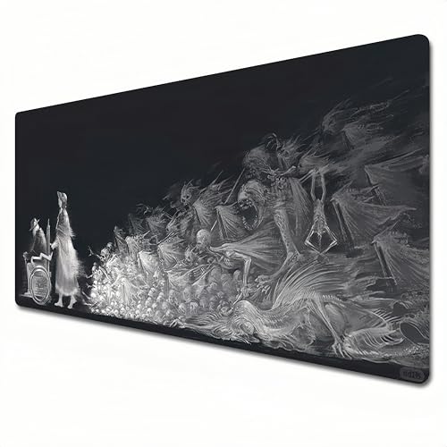 FTPZTINX Bloodborne Mauspad, XXL, schwarz und weiß, großes Gaming-Mauspad, 900 x 400 cm, genähter Rand, geeignet für Büro, Zuhause. von FTPZTINX