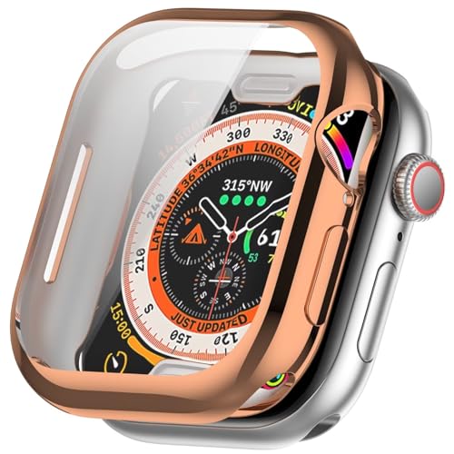 FTRONGRT Hülle Kompatibel mit Apple Watch Series 10 42mm, Kratzfest, Galvanisierte All-Inclusive-Uhrenschutzhülle aus TPU Kompatibel mit Apple Watch Series 10 42mm. Roségold von FTRONGRT