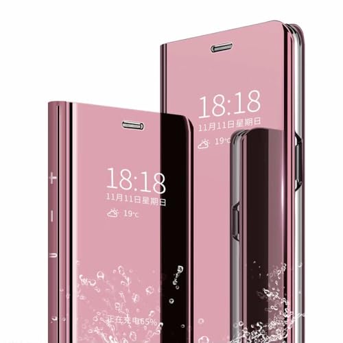 FTRONGRT Hülle Kompatibel mit Honor X9C 5G, Halbtransparenter Spiegel Smart Cover, mit Ringhalter, All-Inclusive Schutzhülle Kompatibel mit Honor X9C 5G - Roségold von FTRONGRT