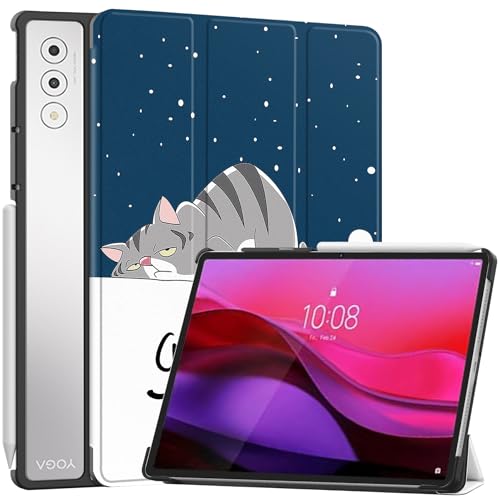 FTRONGRT Hülle für Lenovo Yoga Tab Plus/Yoga Pad Pro 12.7, Ultradünne, Exquisite Erscheinung, mit Standfunction Schutzhülle für Lenovo Yoga Tab Plus/Yoga Pad Pro 12.7 Tablette - Faule Katze von FTRONGRT