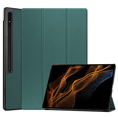 FTRONGRT Hülle für Samsung Galaxy Tab S8 Ultra Tablette,Ultradünne, Exquisite Erscheinung,mit Standfunction,für Samsung Galaxy Tab S8 Ultra Tablette -Dunkelgrün von FTRONGRT