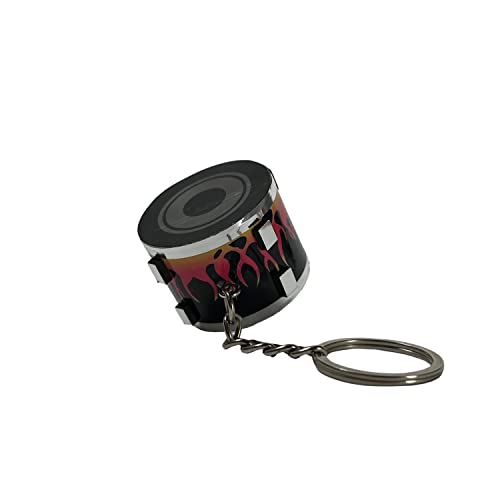 Snare Drum Schlüsselanhänger mit Flammen Motiv - Trommel Schlüsselring Schlüssel Ring von FTWdesign