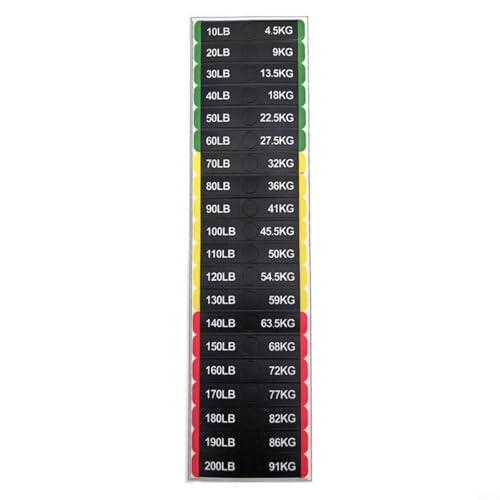 FUBESK Gewichtsaufkleber, 4,5 kg - 140,6 kg, Fitnessgeräte-Nummern-Etiketten, PP-Material, klare Markierung, spurloses Entfernen (4,5–90,7 kg) von FUBESK