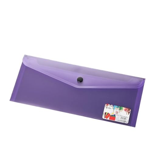 A4-Aktenordner 25,5 * 13 cm Briefpapier-Umschlag-Aufbewahrungstasche Kunststoff-Dokumententasche mit Druckknopf Transparente gefrostete Dateiordner Bürobedarf Ordner-Organizer(Purple) von FUHAI-666