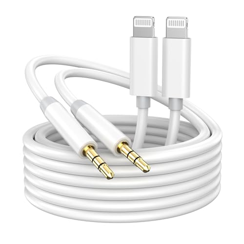 Auto AUX Kabel für iPhone, 2 Stück 3,5mm Aux auf Lightning Kabel Adapter, [Apple MFi-Zertifiziert] Lightning auf 3.5mm Audio für iPhone 14 13 12 11 Pro Max XS XR X 8 7 auf Auto/Kopfhörer/Lautsprecher von FUHAYA