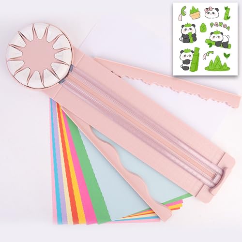 Kantenschneider für Papierarbeiten, 12-in-1-Papierschneider, Kantenschneider für Papierarbeiten, Kantenschneider für Papier, multifunktionale Papierschneidemaschine mit Maßangaben (Pink,1PC) von FUMIOS