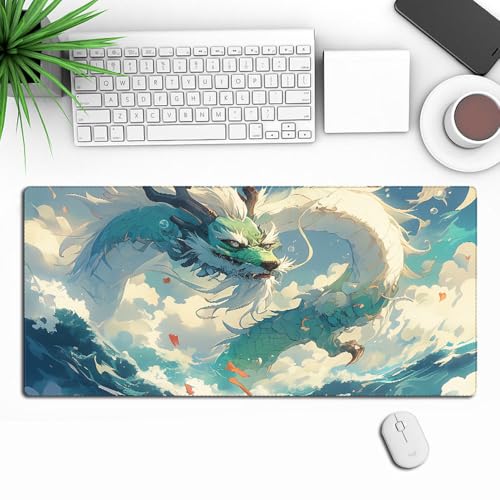 FUPWYKWH Dragon Extended Mousepad mit rutschfester Unterseite und genähtem Rand, geeignet für Heimbüros (16) von FUPWYKWH