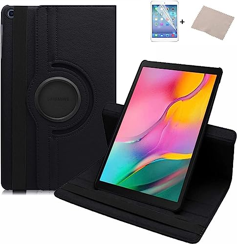 FURROB® Lenovo Tab M10 FHD Plus (2.Gen) 10.3 Zoll Hülle Case-360 Grad Rotations PU Ledertasche Smart Cover mit Standfunktion für M10 Full HD Plus 2020(X606F/X606X) Tablet+Display Schutzfolie(Schwarz) von FURROB