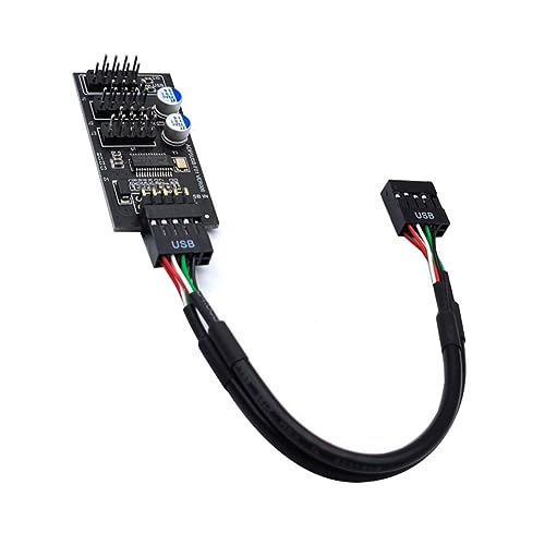 FUWIND 9-Pin USB Hub-Anschluss, USB-Splitter 1 zu 3, USB2.0 9-Pin Header Board-Kabel für Wasserkühlung, für RGB-LED-Lüftergeschwindigkeitstest Haltbar von FUWIND