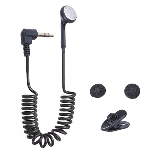 FUXIU In-Ear-Ohrhörer mit Federfunktion, 3,5-mm-Anschluss, einseitig, Mono-Kopfhörer, dehnbares Kabel, Headsets für Walkmans, Telefon-Empfänger von FUXIU