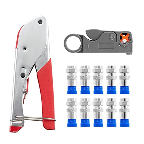 FUXIU Multitool Abisolierzange Koaxialkabel Pressklemme RG59 RG6 Kabel Crimpzange Set mit F für Kopf von FUXIU