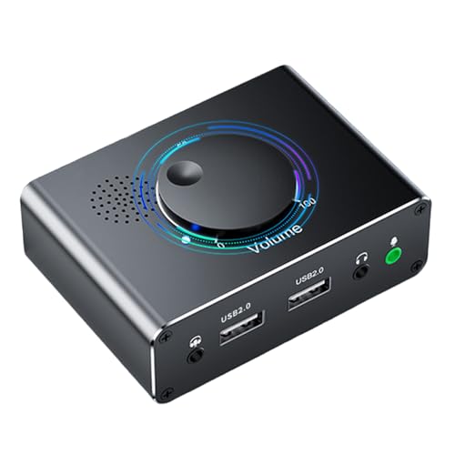 FUXIU USB-Soundkarte, externe USB-Soundkarte mit Lautstärkeregler, USB-Kopfhörer-Mikrofon, 3,5-mm-Port-Equalizer für PC, von FUXIU