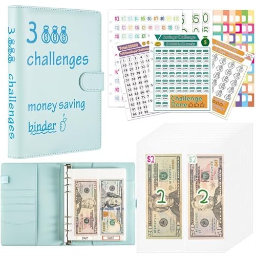 Money Saving Binder 100-Tage-Herausforderung for Sparen von Buchbinder-Notabook-Budgetplanern, Geld sparen, finanziell(Blue) von FVCTGHZ