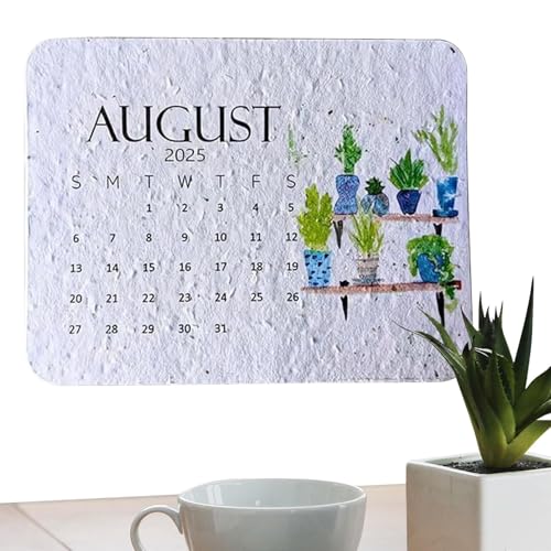 FVPKYUR 15x8x1,5cm Ästhetischer Kreativkalender - Abbaubarer Kalender, Pflanzbarer 12-Monats Kalender, Papierkalender 2025, Tagesplanerkalender, Tischkalender Auf Papier Für Die Heimschule von FVPKYUR