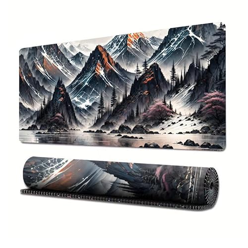 FYDZ Ink Landscape Art Mauspad, übergroße Computer-Schreibtischmatte, Gaming-Mauspad mit rutschfester Unterseite (Motley-J, 300 x 700 x 2 mm) von FYDZ