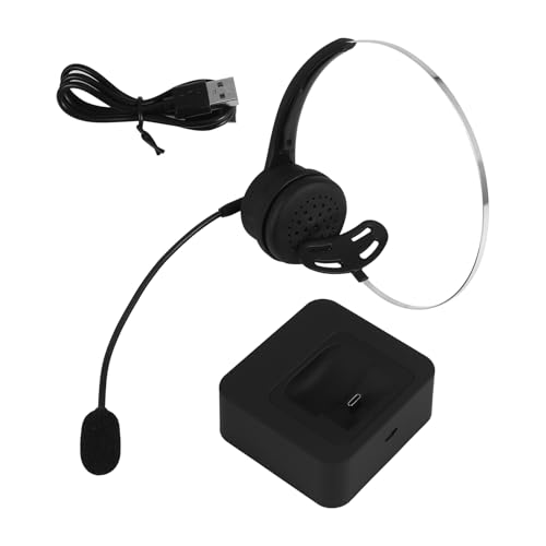 FYOBOT Kabelloses Bluetooth-Headset mit Mikrofon, Ladestation, Hi-Fi-Kopfhörer mit Geräuschunterdrückung für PC und Laptop von FYOBOT