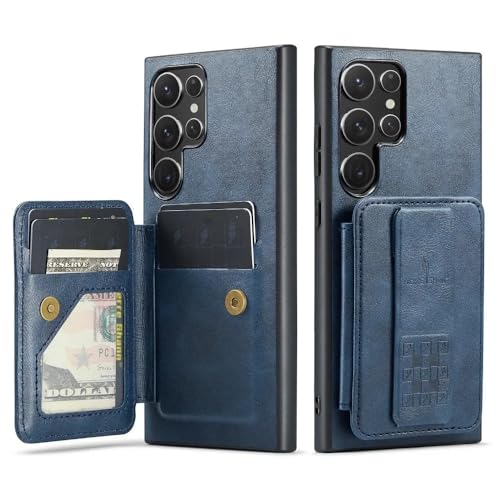 Blockierende Flip-Kartenhalter-Brieftaschenhülle für Samsung Galaxy S24 Ultra S23 Plus FE S22 A55 A35 A25 A15 A14 A24 A34 A54 5G-Abdeckung, Blau, Für Galaxy A34 5G von FYYFTYT