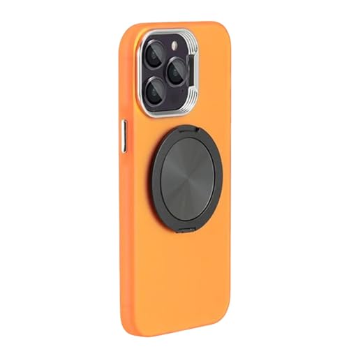 FYYFTYT Drehbare Halterungshülle für iPhone 12 13 14 15 Pro Max 15 Plus Magnetische kabellose Ladelinsen-Schutzabdeckung, orange, für iPhone 14 von FYYFTYT