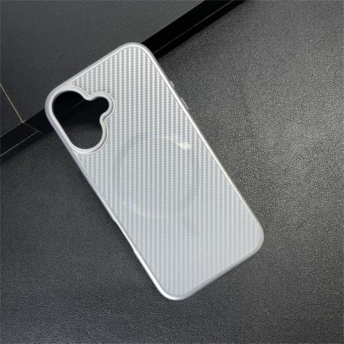 FYYFTYT Plating Frame Carbon Fiber Magnethülle für iPhone 16 15 14 Pro Max Wireless Charge Stoßfeste Hülle, Silber, für iPhone 14 Pro von FYYFTYT