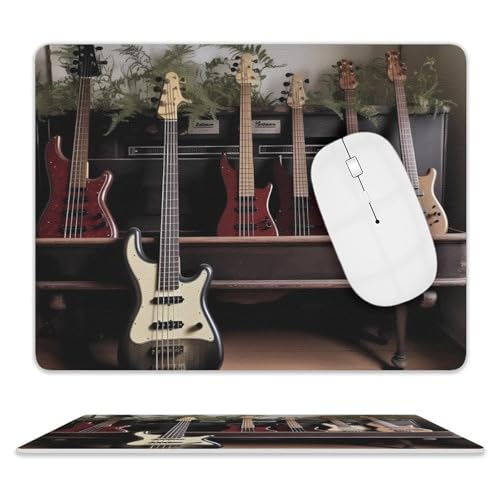 Mauspad für Gitarre, Bass, Musikinstrumente, großes Mauspad für Laptop, niedliches Gaming-Mäusepad mit rutschfester Gummiunterseite, individuelles Design, wasserdichtes Mauspad, Schreibtischzubehör von FZMTLDS