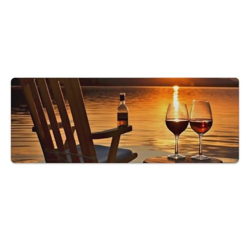 Großes erweitertes Computer-Mauspad für Schreibtisch, Gummiunterseite, Stuhl und Wein bei Sonnenuntergang, See, Tastatur-Pad, rutschfeste Schreibtischunterlage, Laptop-Schreibtischunterlage für Gaming Großes erweitertes Computer-Mauspad für Schreibtisch, Gummiunterseite, Stuhl und Wein bei Sonnenuntergang, See, Tastatur-Pad, rutschfeste Schreibtischunterlage, Laptop-Schreibtischunterlage für Gaming von FZQVSGW