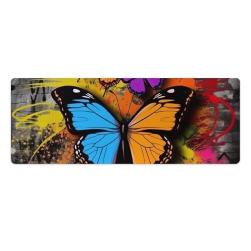 Großes erweitertes Computer-Mauspad für den Schreibtisch, Gummiunterseite, Graffiti-Schmetterling, Tastatur-Pad, rutschfeste Schreibtischunterlage, Laptop-Schreibtischunterlage für Gaming, Büro Großes erweitertes Computer-Mauspad für den Schreibtisch, Gummiunterseite, Graffiti-Schmetterling, Tastatur-Pad, rutschfeste Schreibtischunterlage, Laptop-Schreibtischunterlage für Gaming, Büro von FZQVSGW