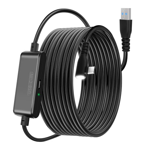 Link Kabel 5M mit Ladeanschluss - Kompatibel mit Meta Quest 3 Oculus Quest 2 1 Pro und Pico 4 PC Steam VR Link Kabel mit separatem Ladeanschluss 2.5Gbs USB C Datenkabel für VR Headset Accessories von Faazy